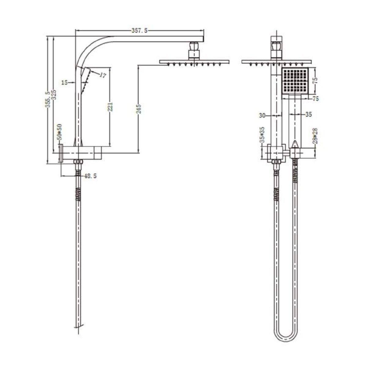 Nero Vibe Short Twin Shower Chrome showers Nero