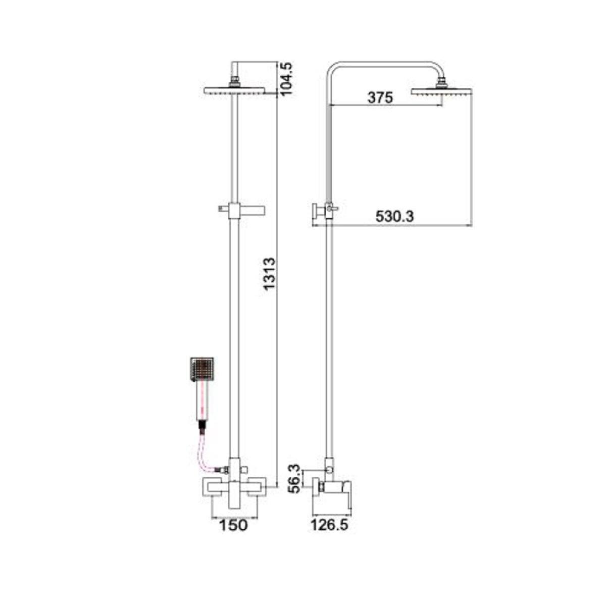 Nero Vibe Shower Set Combine with Mixer Chrome Showers Nero