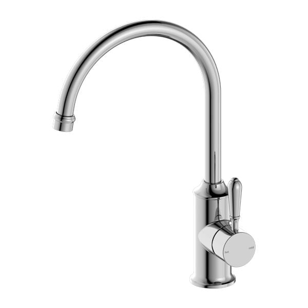 Nero York Kitchen Mixer Goosneck Chrome Tapware Nero Metal Lever
