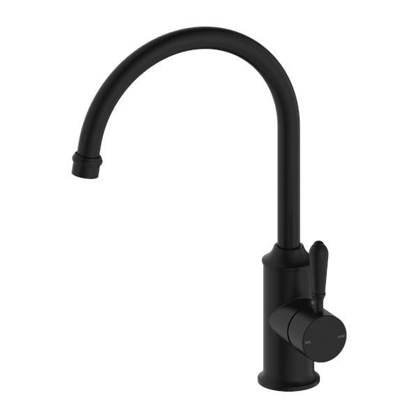 Nero York Kitchen Mixer Goosneck Matte Black Tapware Nero Metal Lever
