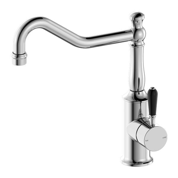 Nero York Kitchen Mixer Hook Spout Chrome Tapware Nero Black Porcelain Lever