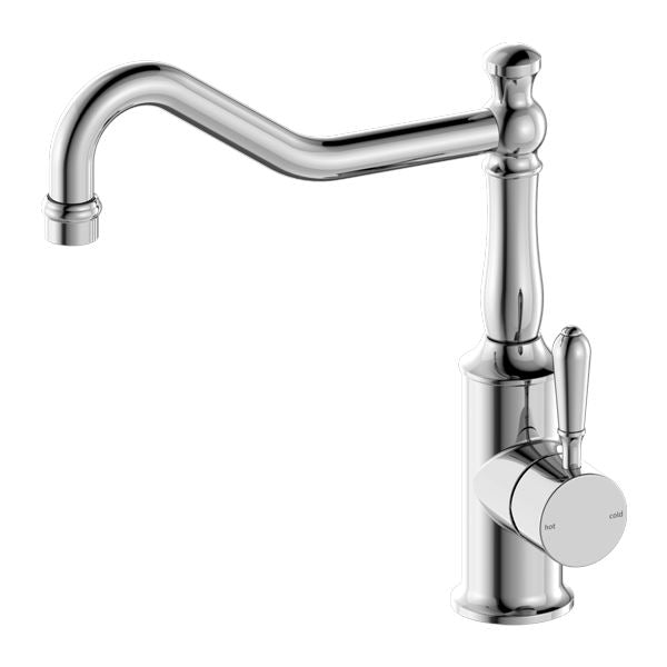 Nero York Kitchen Mixer Hook Spout Chrome Tapware Nero Metal Lever