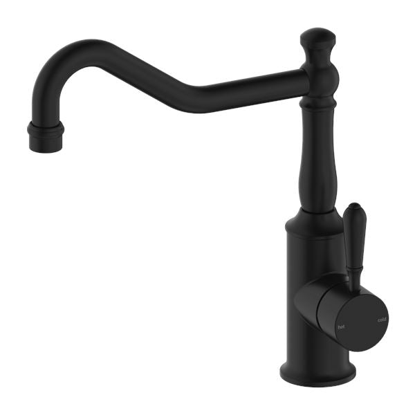 Nero York Kitchen Mixer Hook Spout Matte Black Tapware Nero Metal Lever