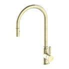 Nero York Pull Out Sink Mixer with Vegie Spray Function Aged Brass Tapware Nero Metal Lever