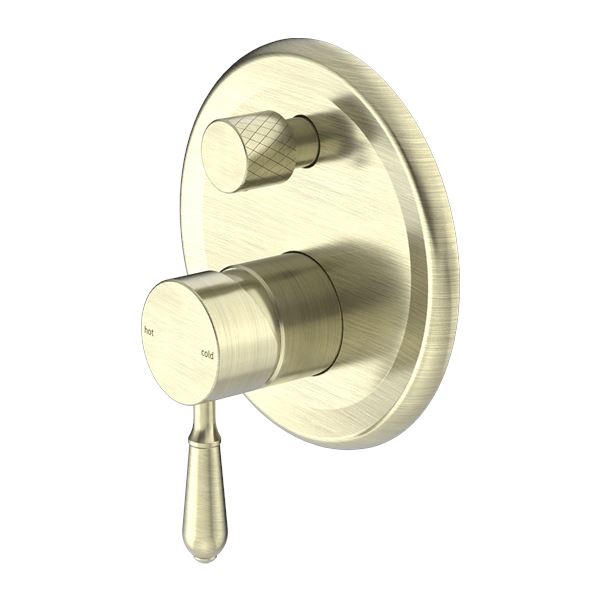 Nero York Shower Mixer with Divertor Aged Brass Tapware Nero Metal Lever