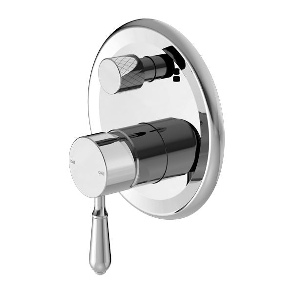 Nero York Shower Mixer with Divertor Tapware Nero Metal Lever