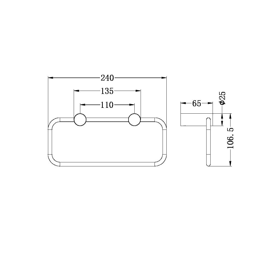 New Mecca Towel Ring Matte Black 2380A-MB Accessories Nero