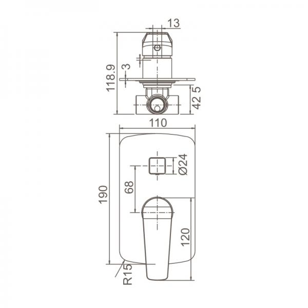 Noir Shower Divertor Mixer - WT1109BK Tapware ECT