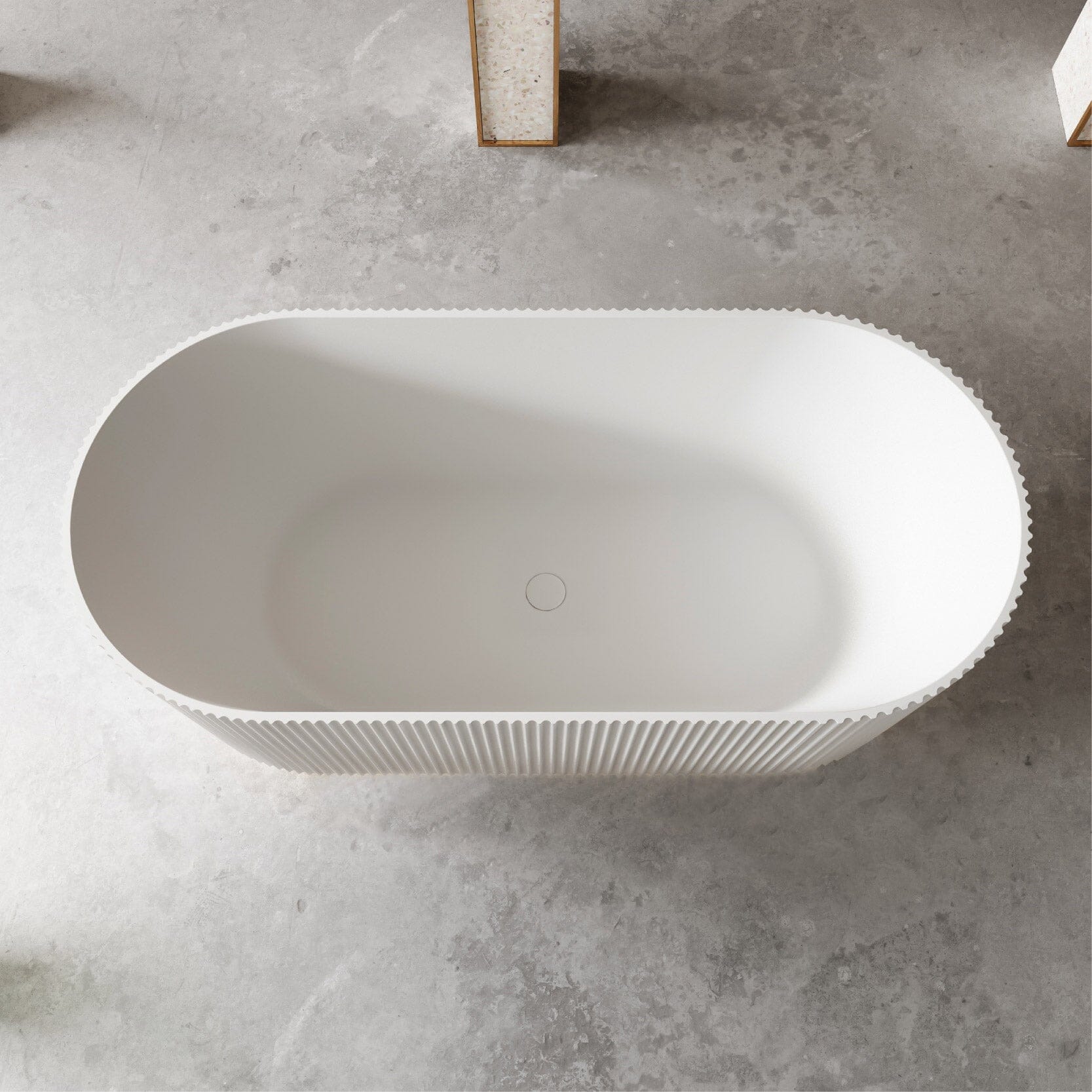 OPAL 1500mm V-Groove Fluted Oval Free Standing Bathtub Matte White Baths AROVA