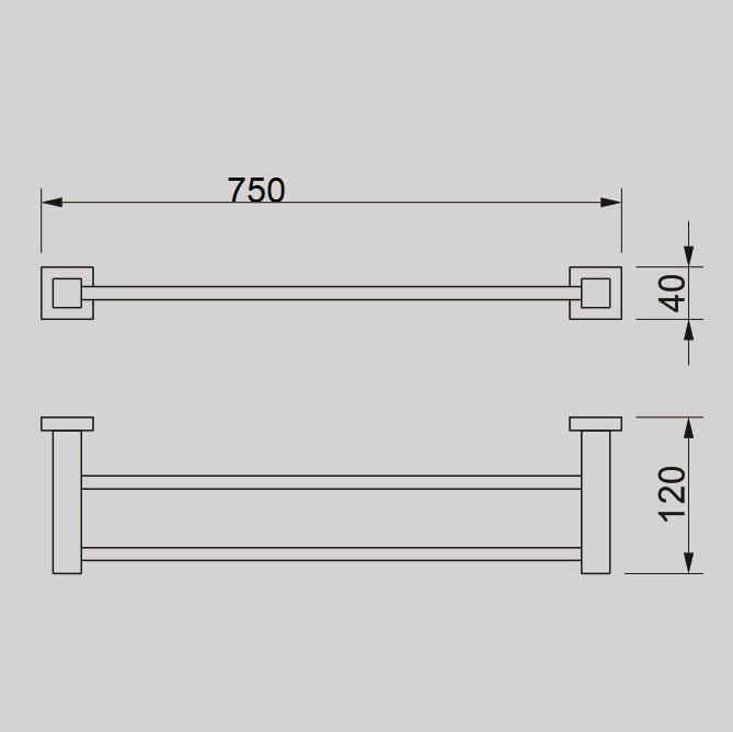 QUBI BLACK Double towel rail (750mm) in Matte Black Accessories ECT