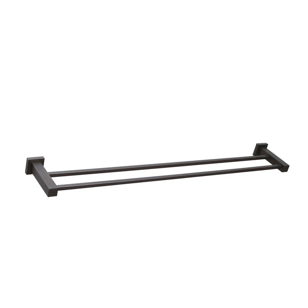 QUBI BLACK Double towel rail (750mm) in Matte Black Accessories ECT