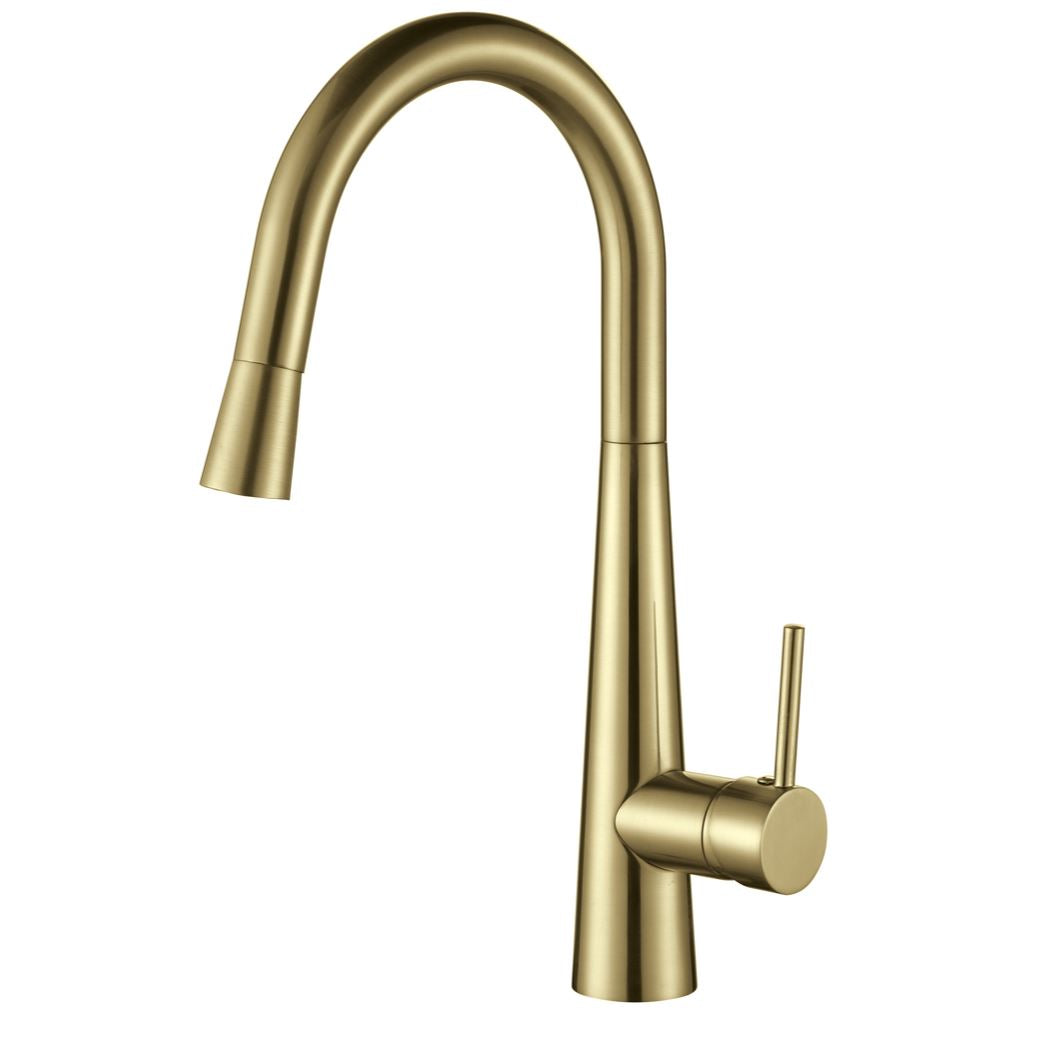 ROELEX Pull out Sink Mixer Brushed Brass Tapware ECT