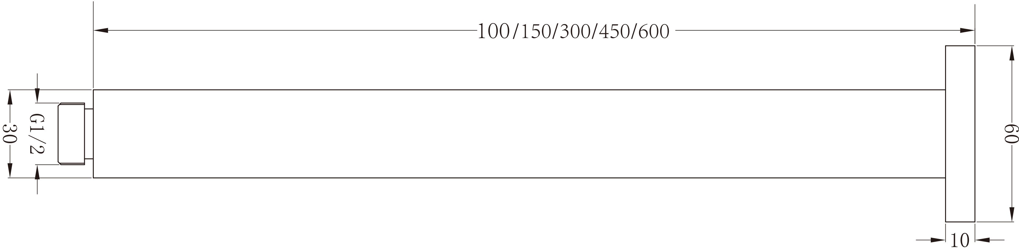 Round Ceiling Arm 100mm Brushed Gold YSW503-100MM-BG Showers Nero