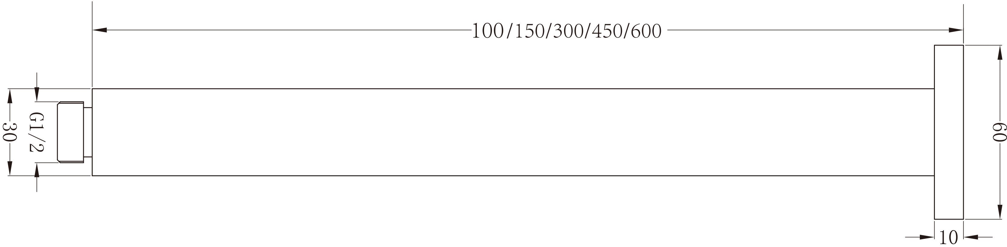 Round Ceiling Arm 100mm Chrome YSW503-100MM-CH Showers Nero