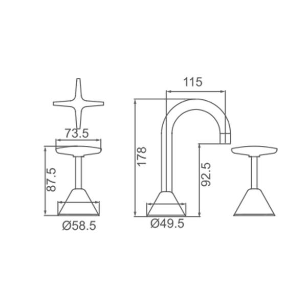 Sea Star goose-neck outlet Basin Set - WT250 Tapware ECT