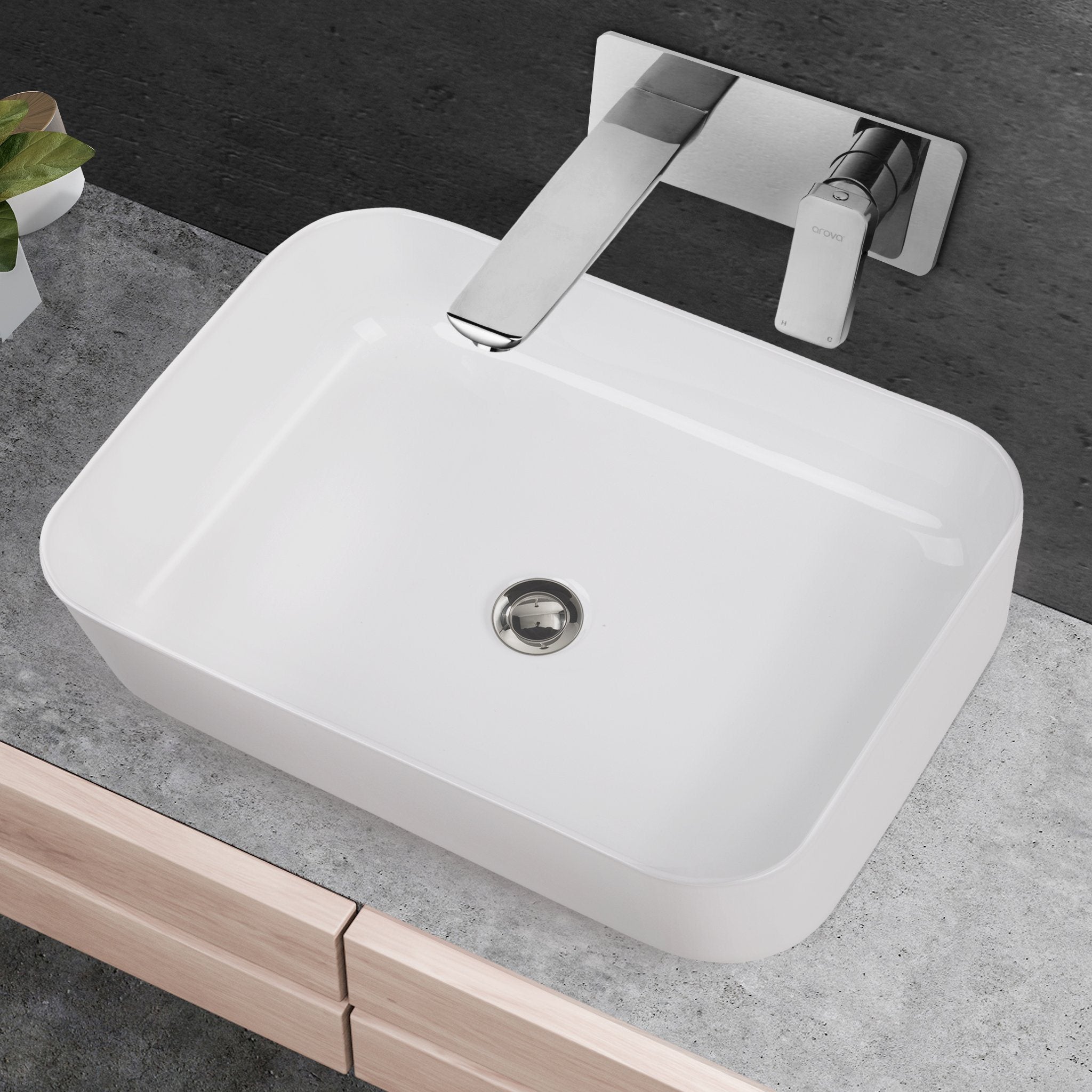 SEINE 50 Above Counter Basin Gloss White Basins Arova