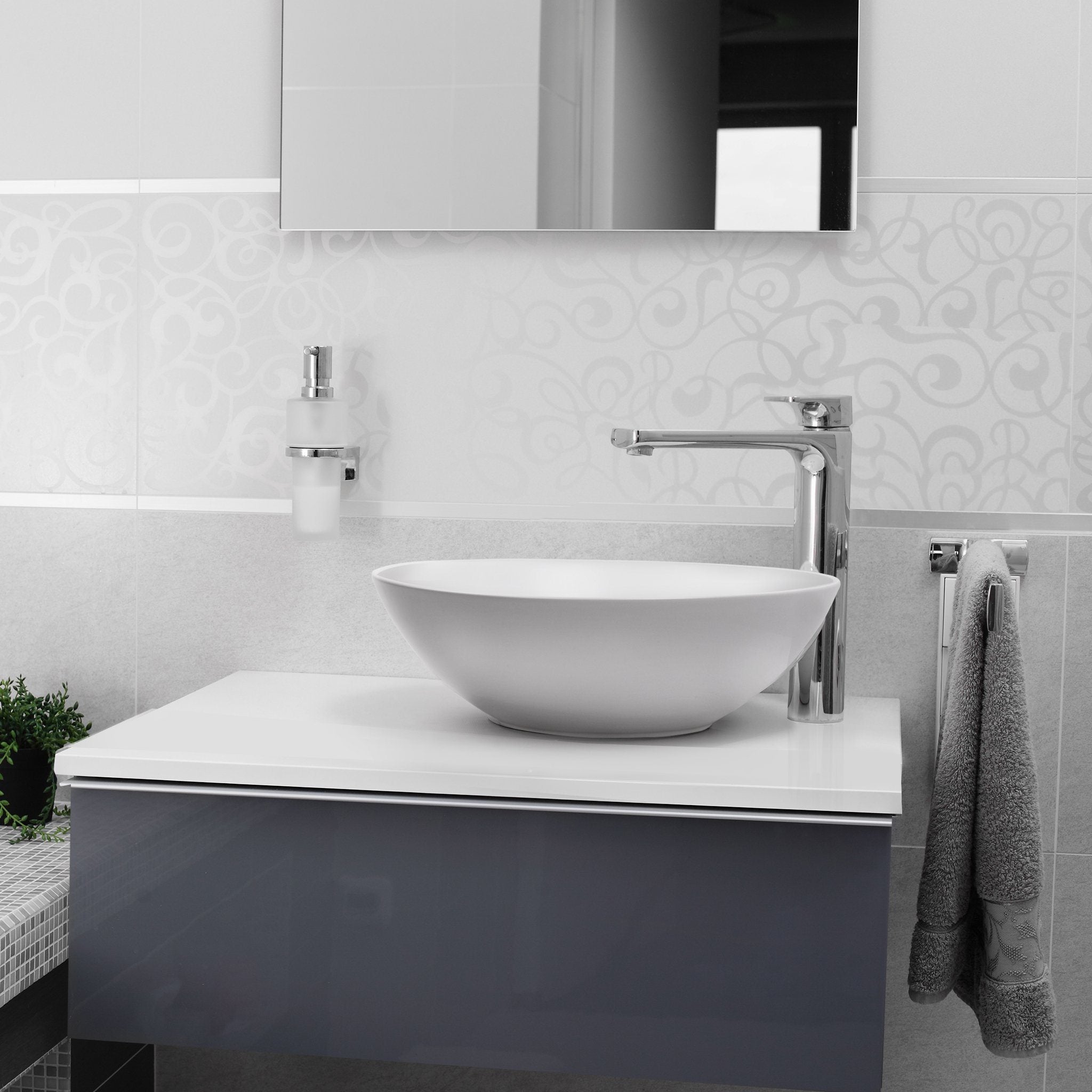 SERENITY Round Above Counter Basin Matt White Basins ECT