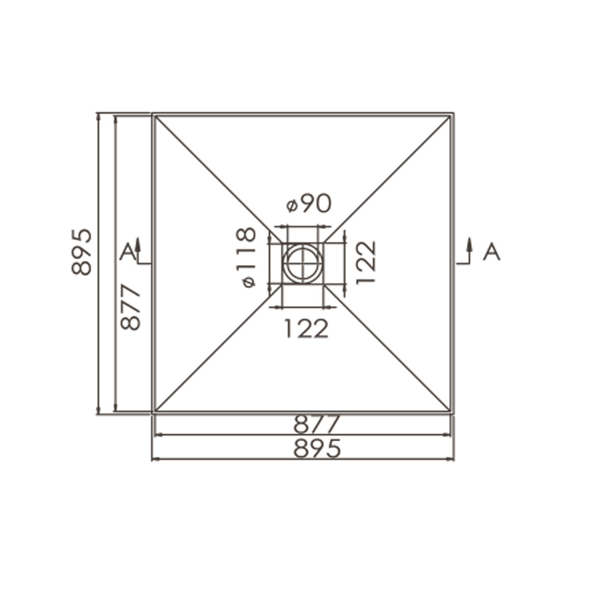 Shower Base Tile Tray 900*900mm Centre Waste showers ECT
