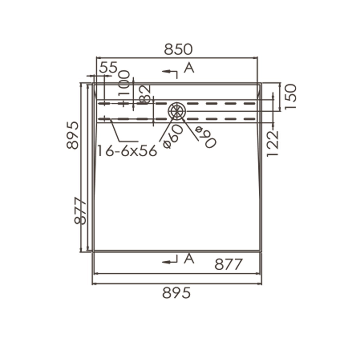 Shower Base Tile Tray 900*900mm Channel Waste showers ECT
