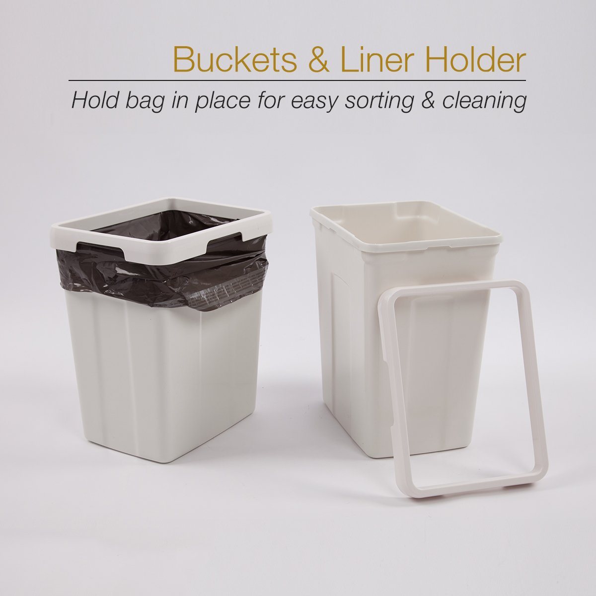 Soft Close 26L Pull Out Waste Bin For 350mm Cabinet Storage Arova