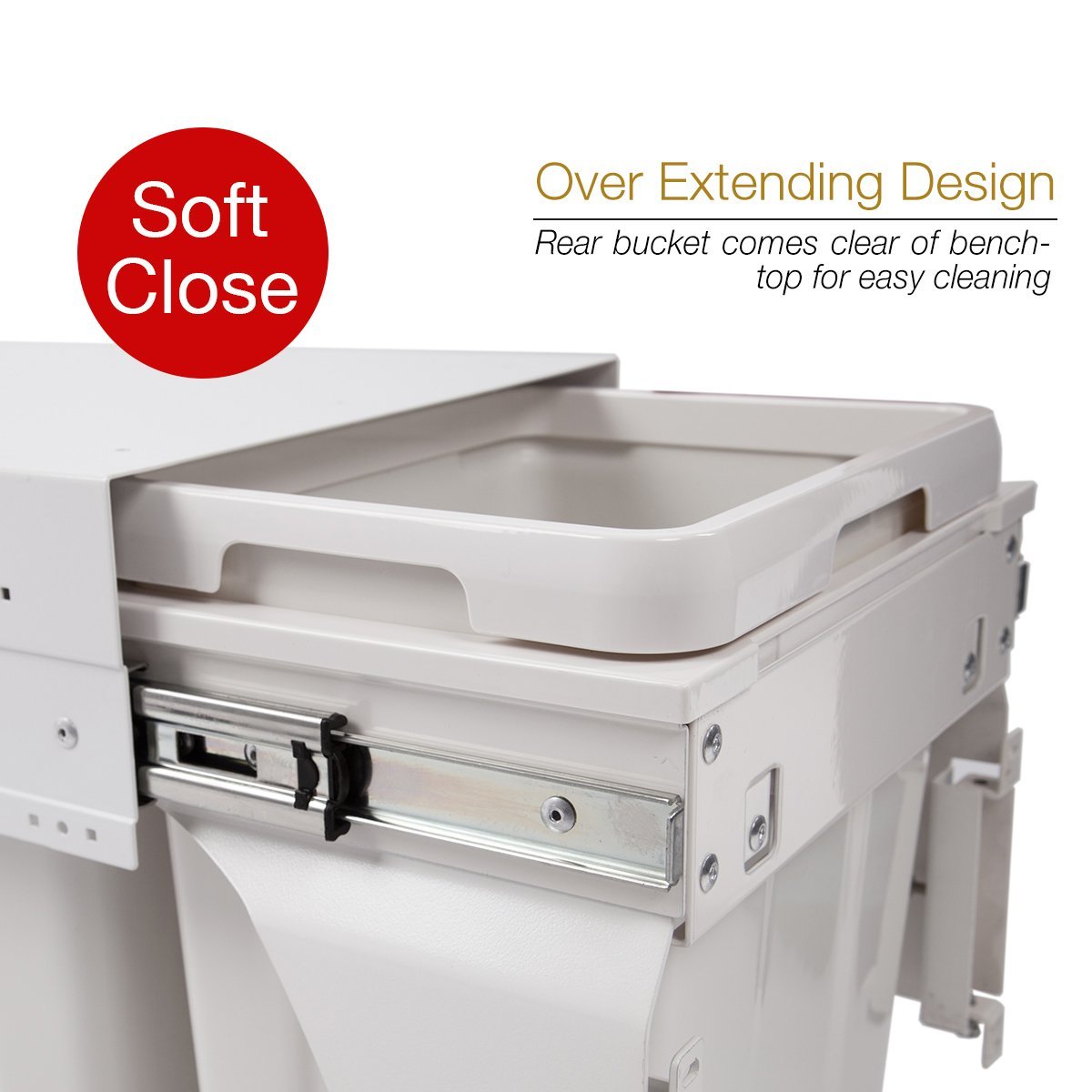 Soft Close 26L Pull Out Waste Bin For 350mm Cabinet Storage Arova