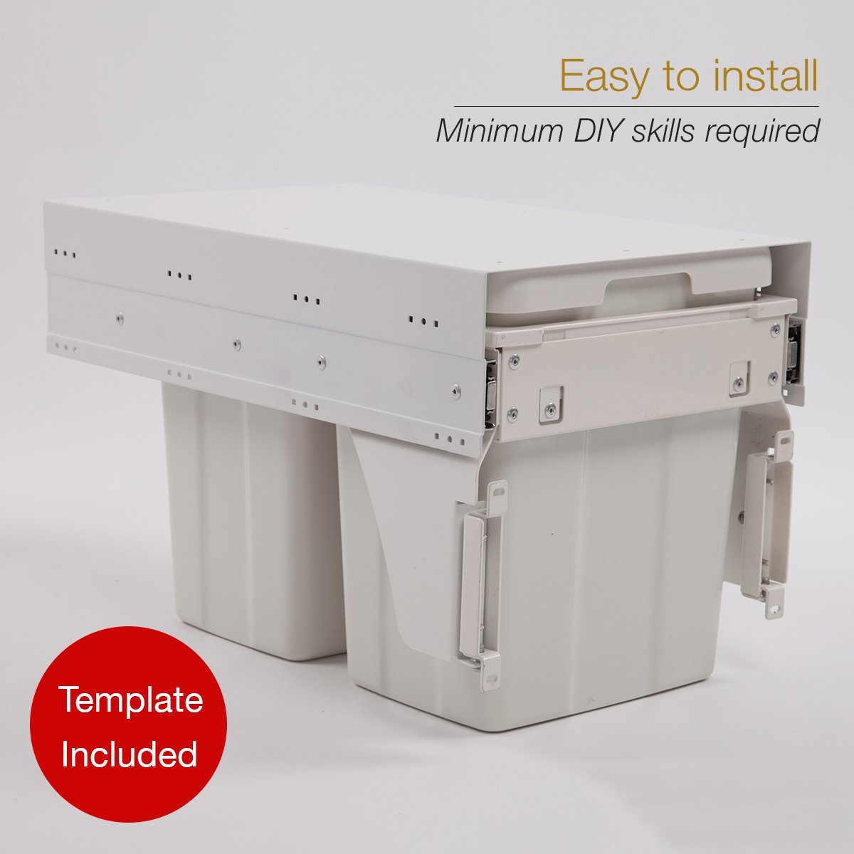 Soft Close 26L Pull Out Waste Bin For 350mm Cabinet Storage Arova