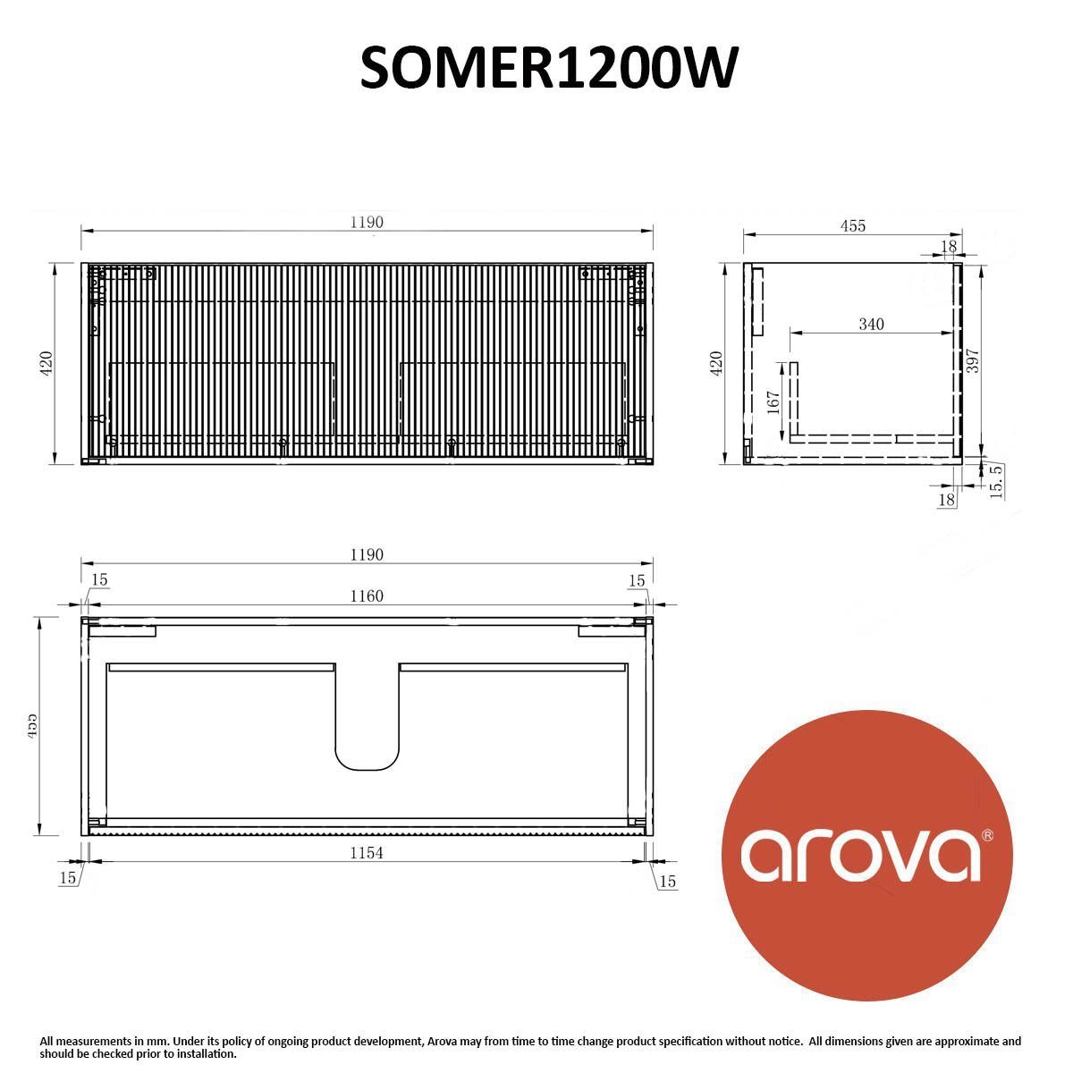 Somer 120cm Timber Wall Hung Bathroom Vanity Vanities & Mirrors Arova