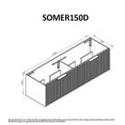 Somer 150cm Timber Wall Hung Bathroom Vanity - Double Bowl Vanities & Mirrors Arova