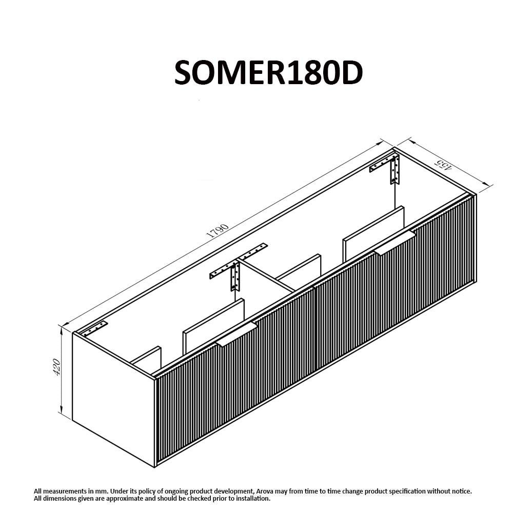 Somer 180cm Timber Wall Hung Double Bathroom Vanity Vanities & Mirrors Arova