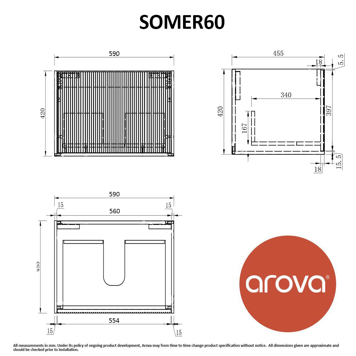 Somer 60cm Timber Wall Hung Bathroom Vanity Vanities & Mirrors Arova