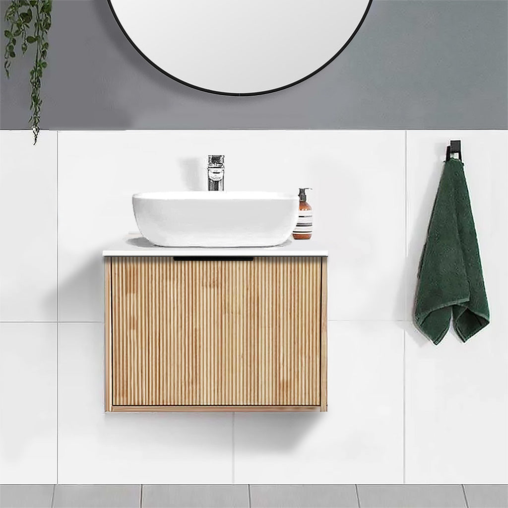 Somer 60cm Timber Wall Hung Bathroom Vanity Vanities & Mirrors Arova BLISS Speckled Stone Top CB1201N-Square Gloss White Basin