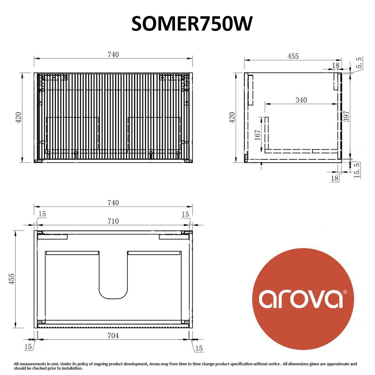 Somer 75cm Timber Wall Hung Bathroom Vanity Vanities & Mirrors Arova