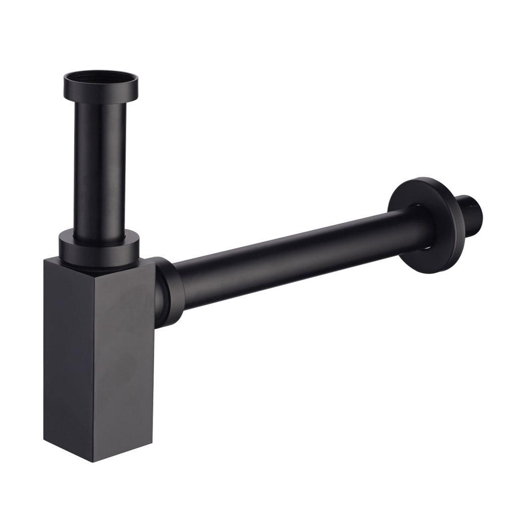 Square Bottle Trap Matt Black 32mm/40mm Basins Arova