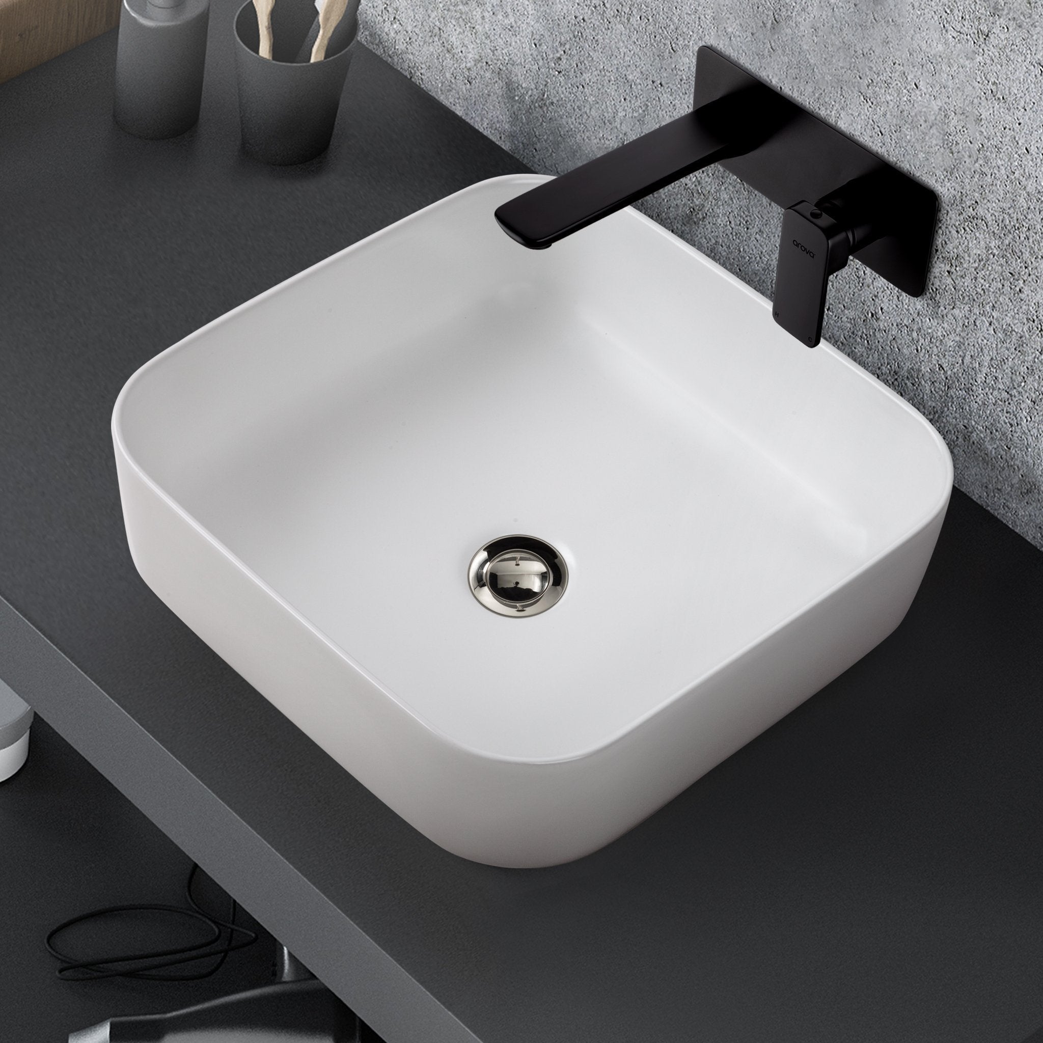 Stella 38 Above Counter Basin Matt White Basins Arova Kitchens & Bathrooms