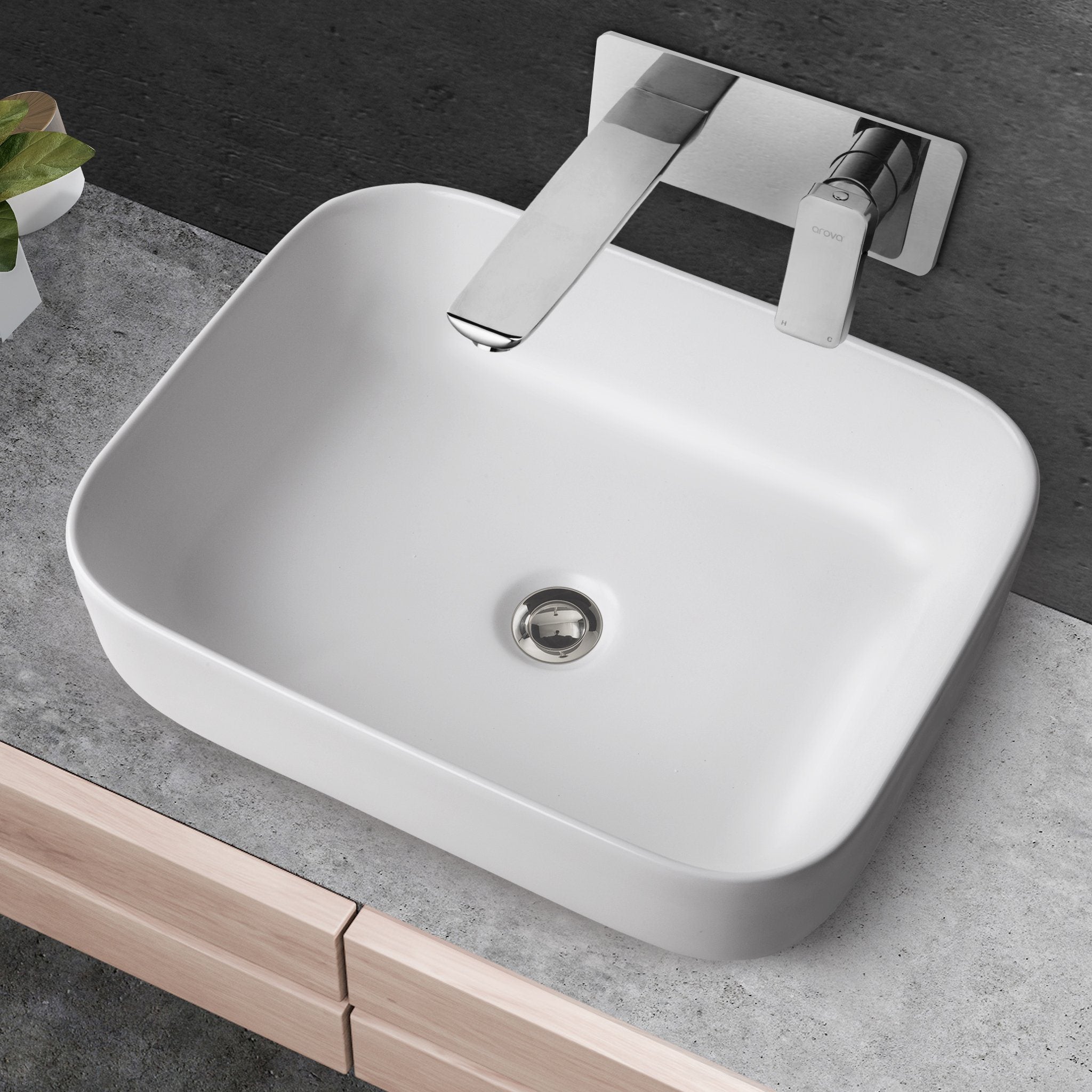STELLA 49 Above Counter Basin Matt White Basins Arova Kitchens & Bathrooms