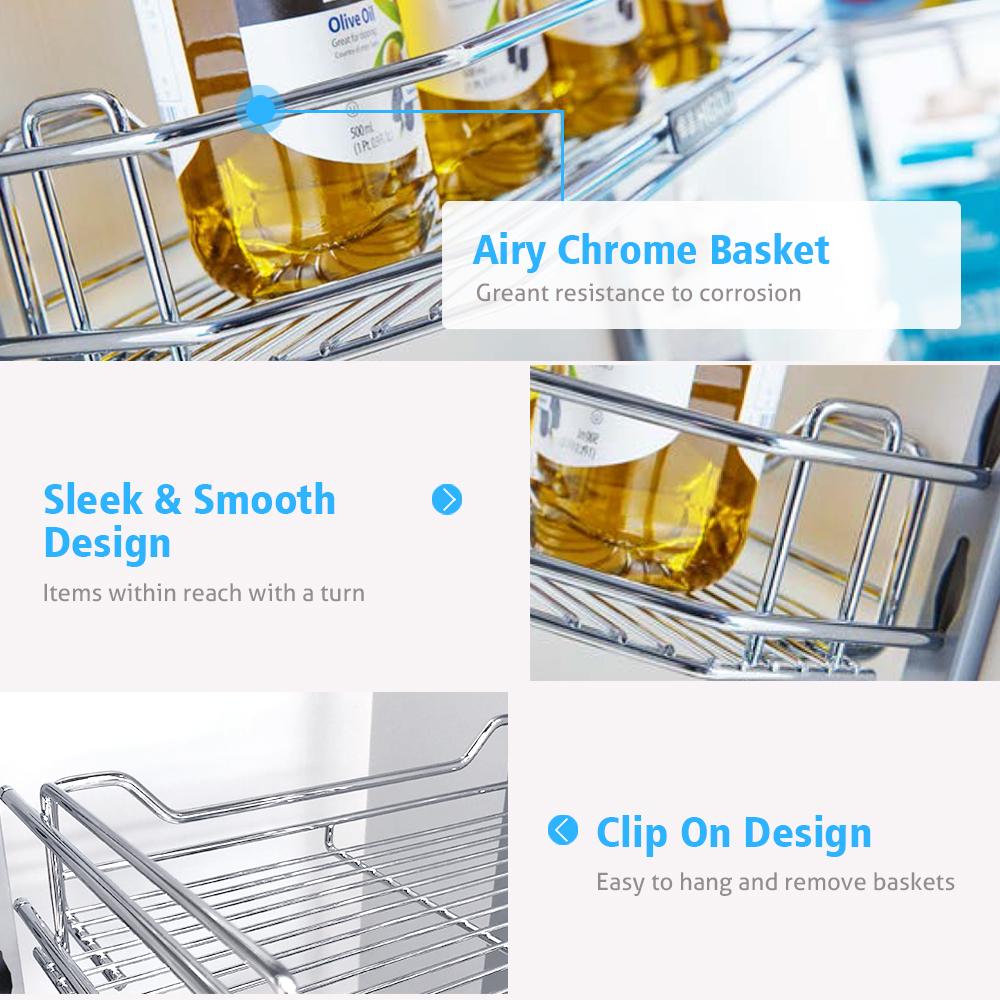 Tandem Pantry - Chrome Basket Storage Arova Kitchens & Bathrooms