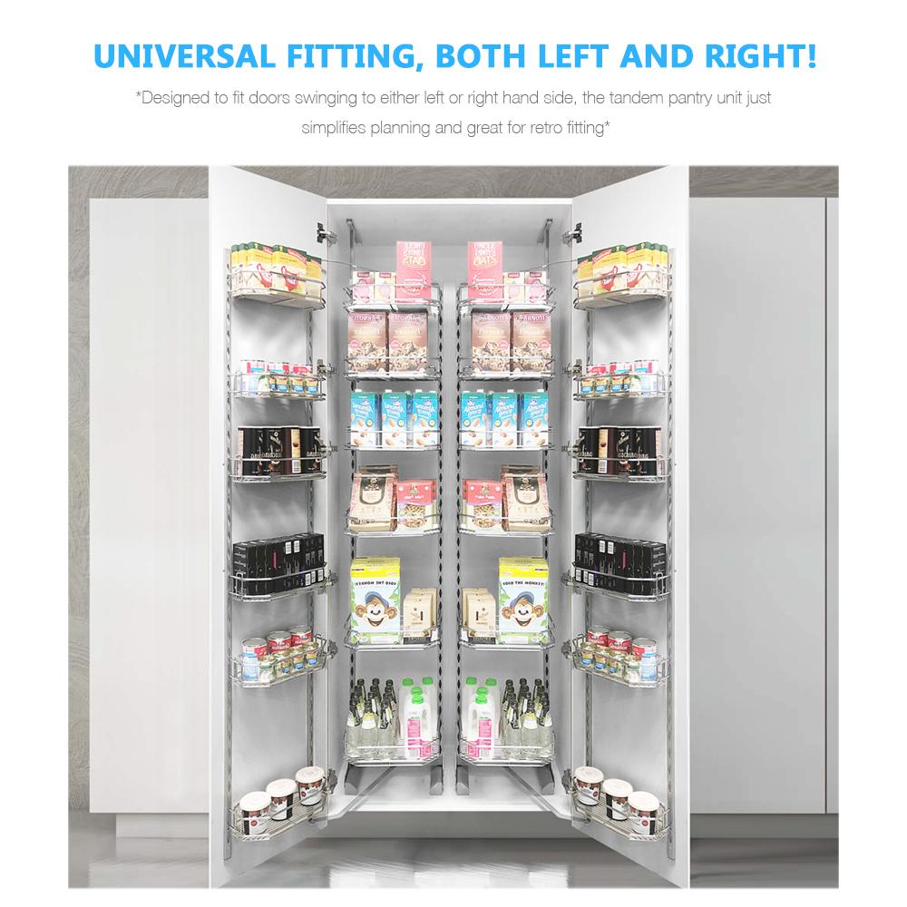 Tandem Pantry - Chrome Basket Storage Arova Kitchens & Bathrooms