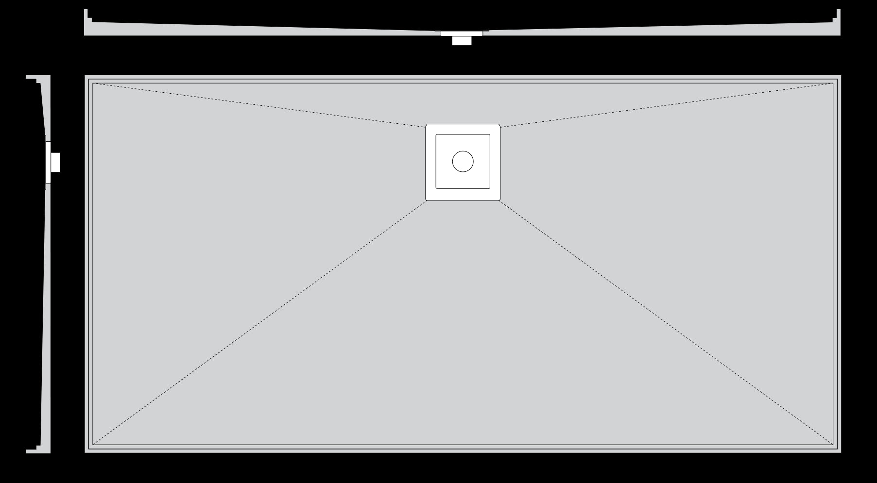 Tiled Shower Base with S/S Plain Lid - Rear Waste Showers Universal Shower Base 1820 x 910