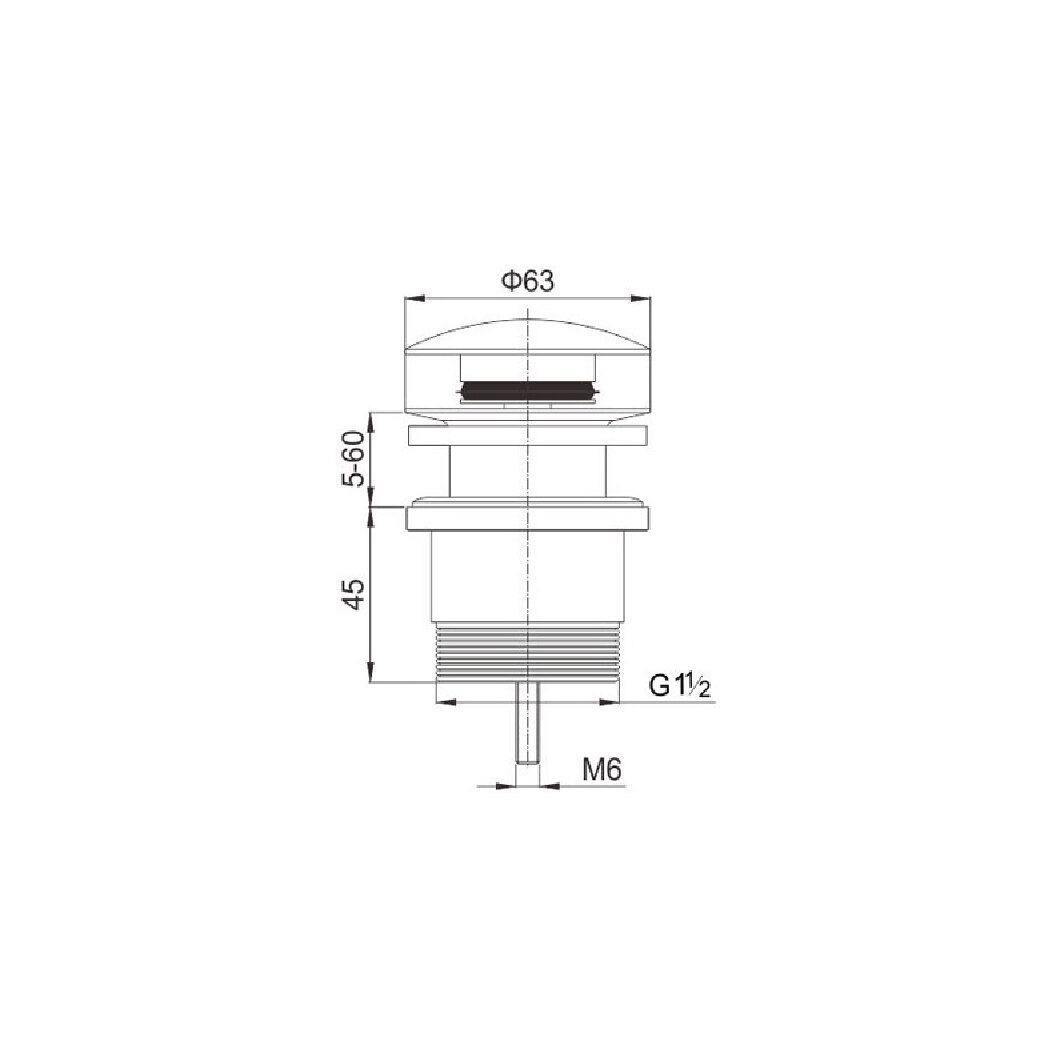 UNIVERSAL POP UP WASTE Matte White Basins Nero