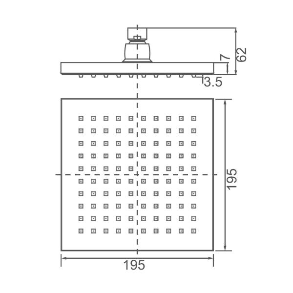 VIVA 200mm Square Overhead Shower Set Chrome Showers Arova