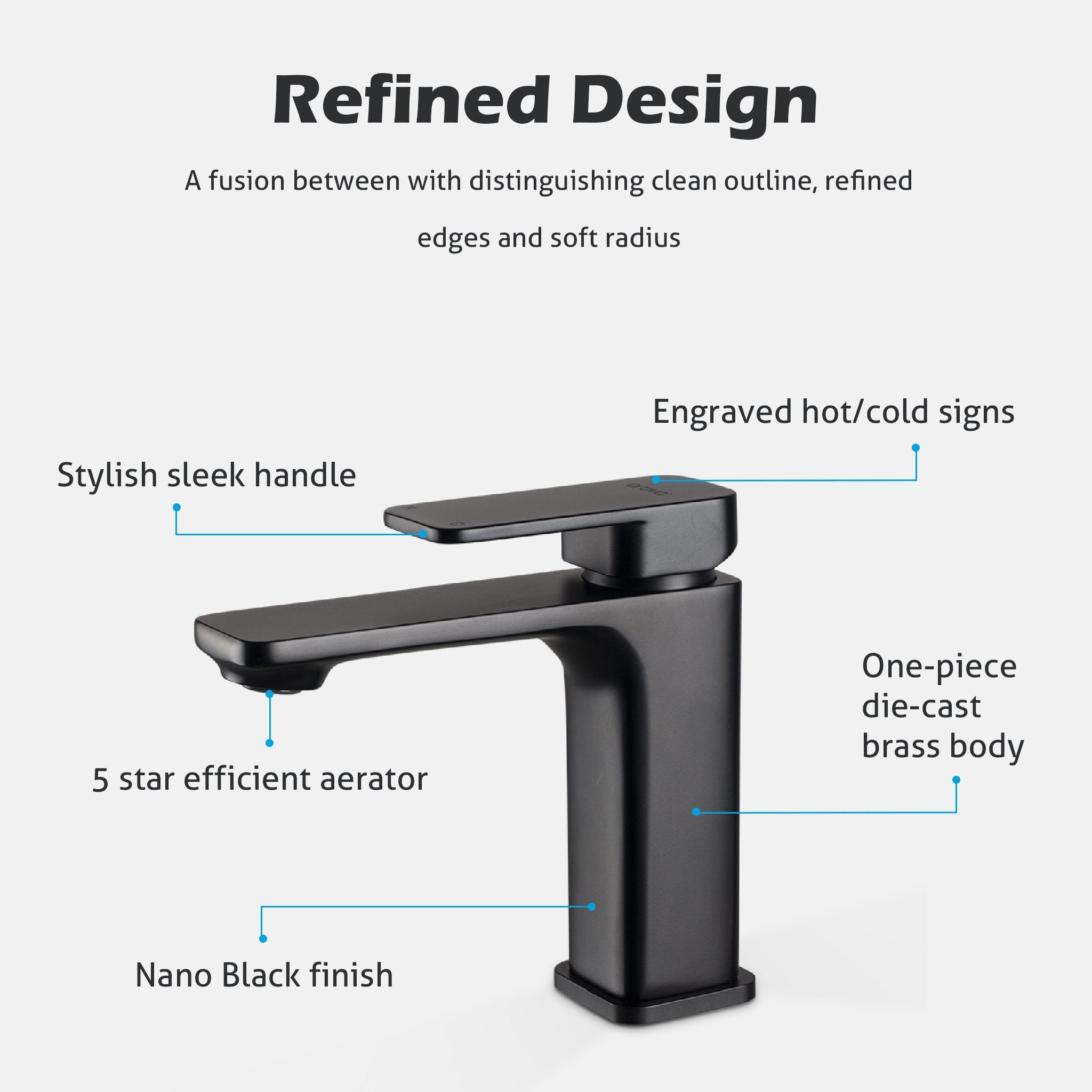 VIVA Basin Mixer Black - BT-201B Tapware Arova