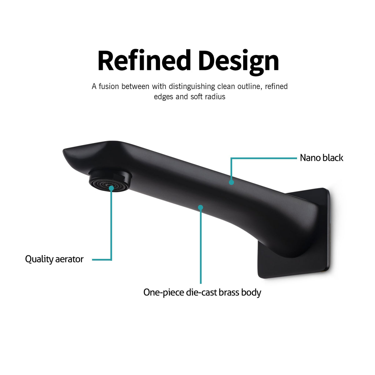 VIVA Bath Spout Black - BT-205B Tapware Arova