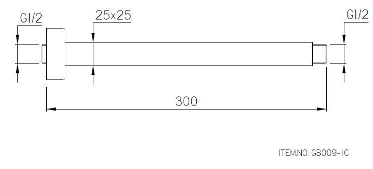 VIVA Ceiling Shower Arm 300mm Black Showers Arova