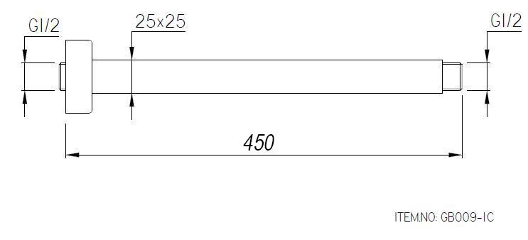 VIVA Ceiling Shower Arm 450mm Chrome Showers Arova