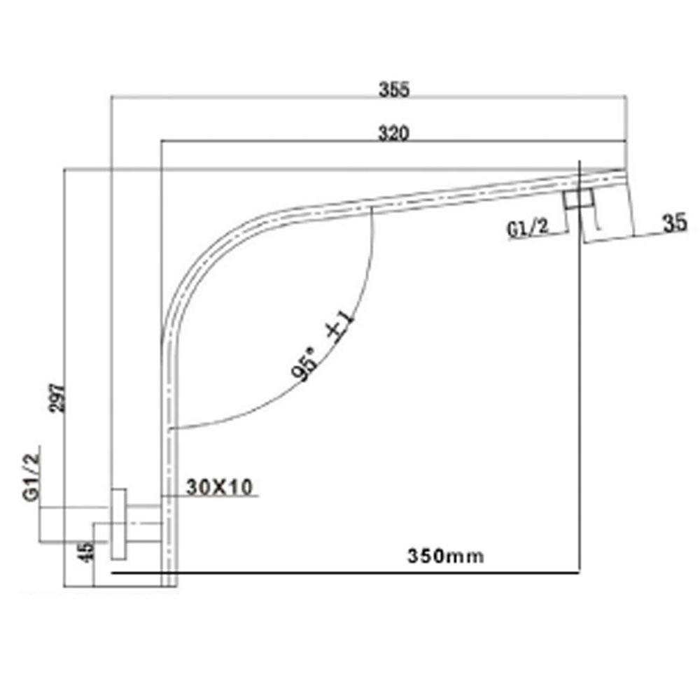 VIVA High Rise Shower Arm Square Chrome Showers Arova