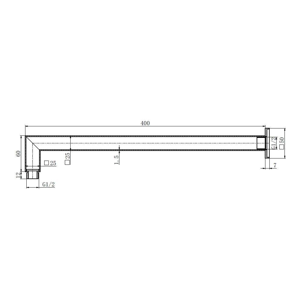 Viva Shower Arm 400mm Square Matte Black Showers Arova