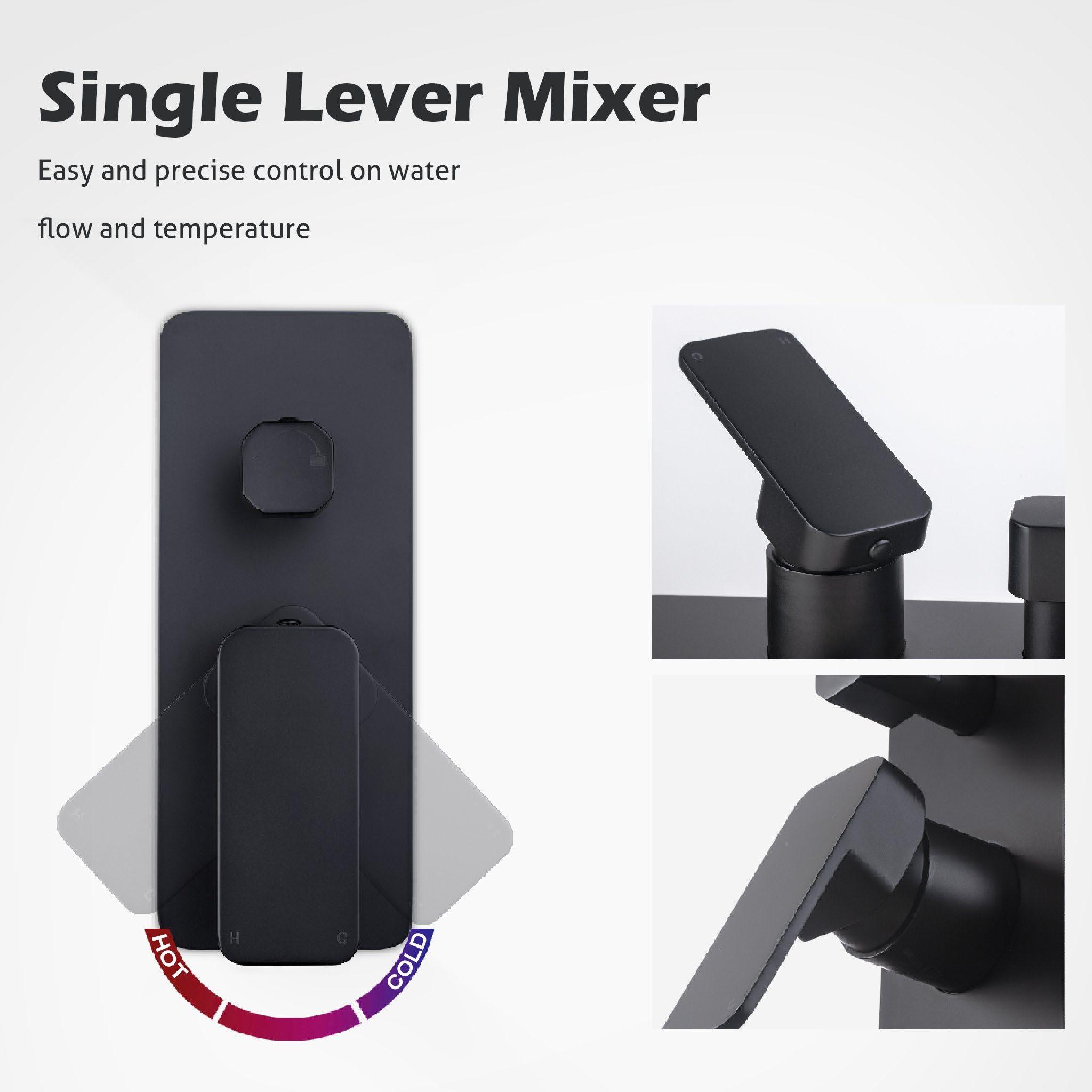 VIVA Shower / Bath Mixer with Divertor Black Tapware Arova