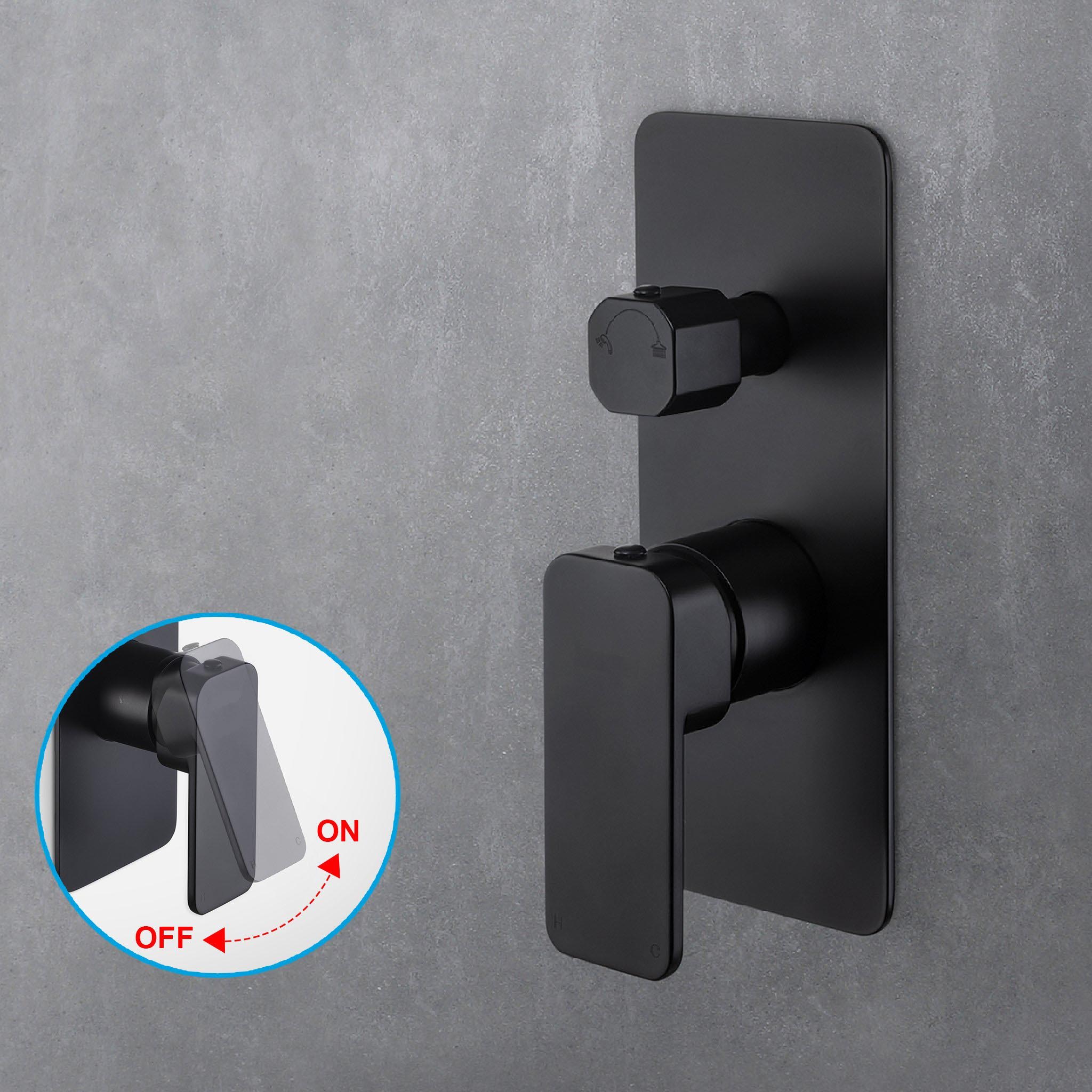 VIVA Shower / Bath Mixer with Divertor Black Tapware Arova