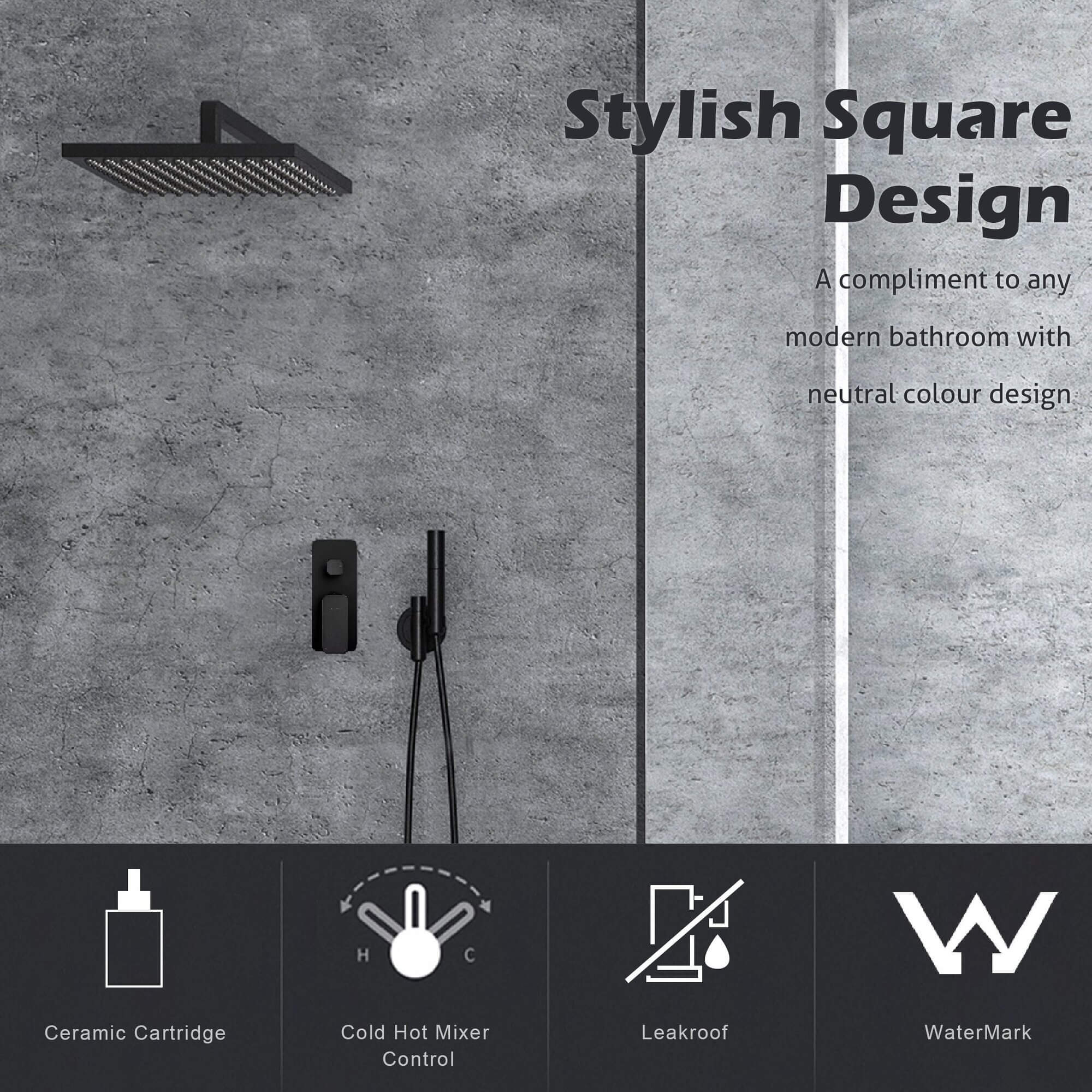 VIVA Shower / Bath Mixer with Divertor Black Tapware Arova