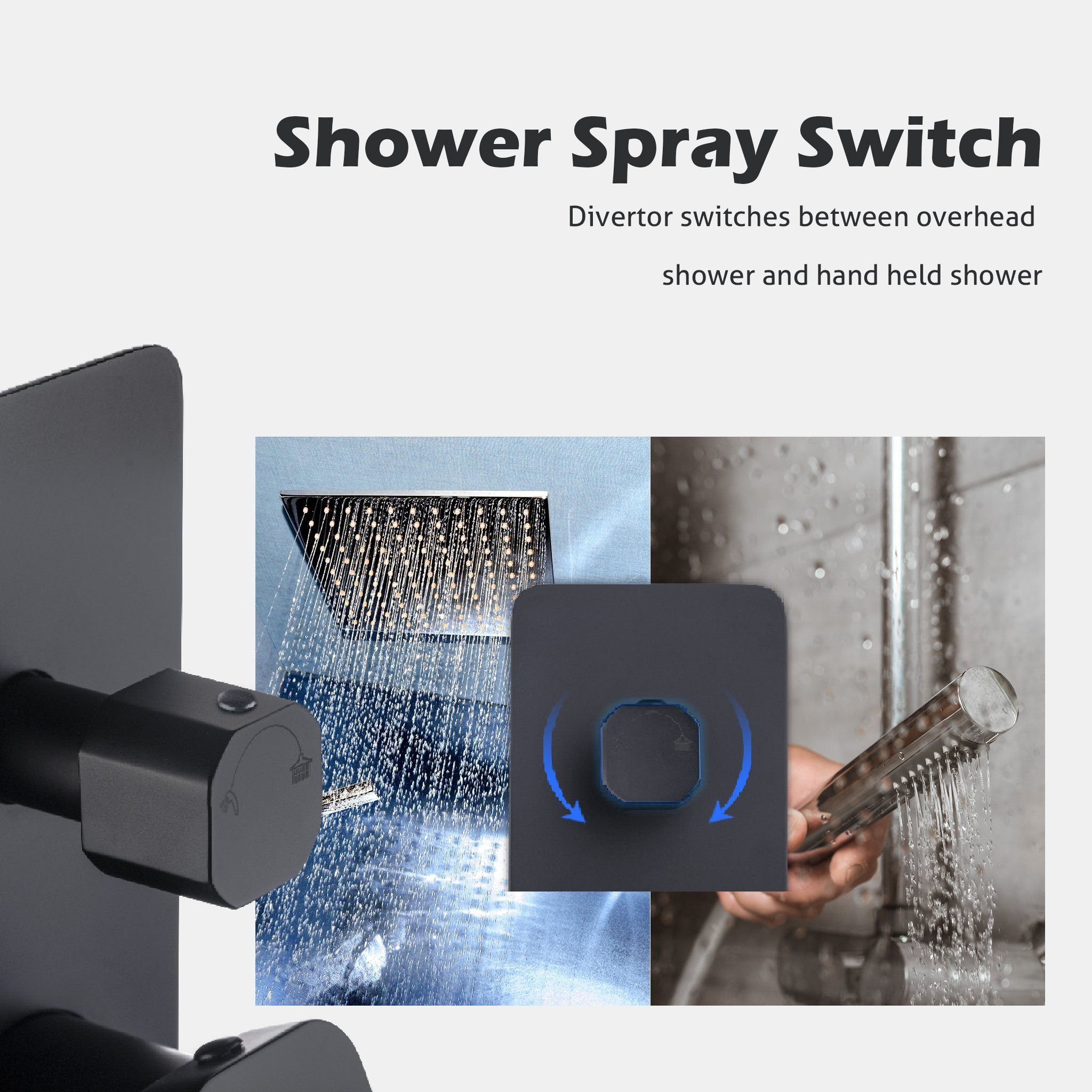 VIVA Shower / Bath Mixer with Divertor Black Tapware Arova
